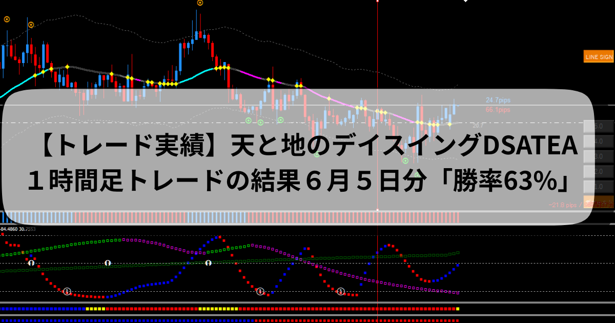 【トレード実績】天と地のデイスイングDSATEA１時間足トレードの結果６月５日分「勝率63%」