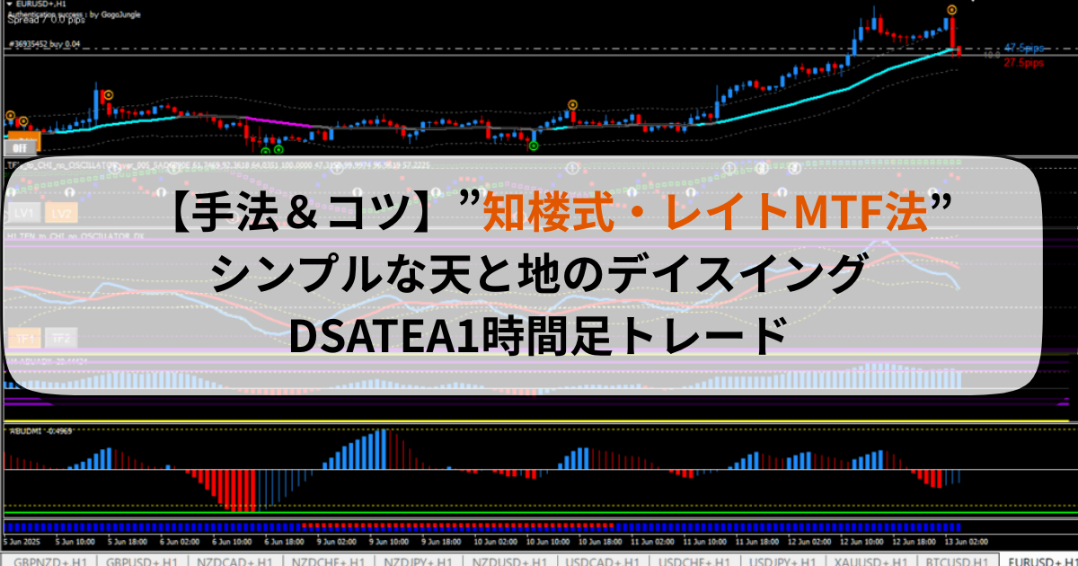 【手法＆コツ】”知楼式・レイトMTF法”シンプルな天と地のデイスイングDSATEA1時間足トレード