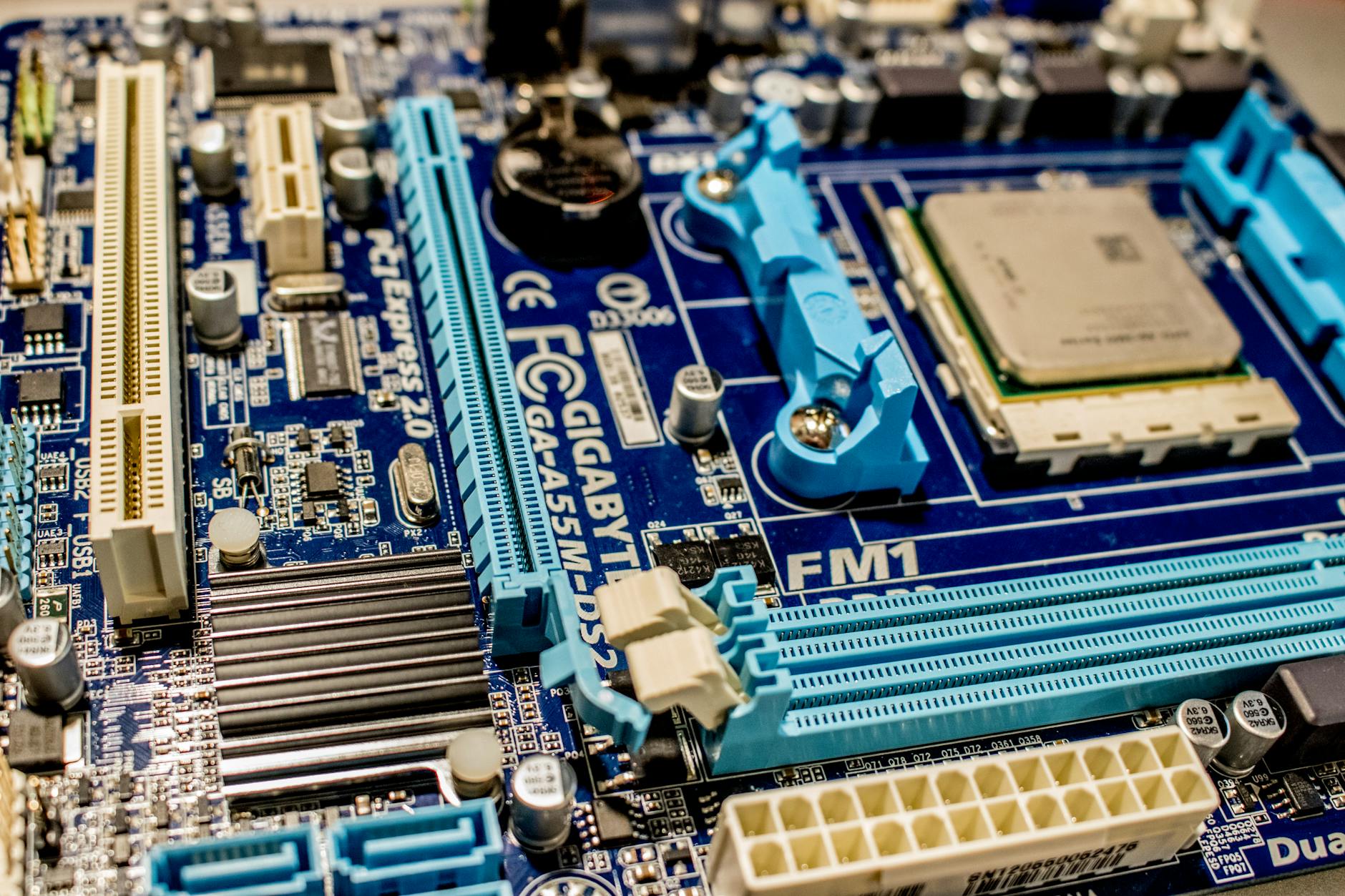 green and blue computer ram stick