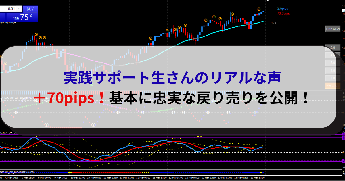 実践サポート生さんのリアルな声｜＋70pips！基本に忠実な戻り売りを公開！